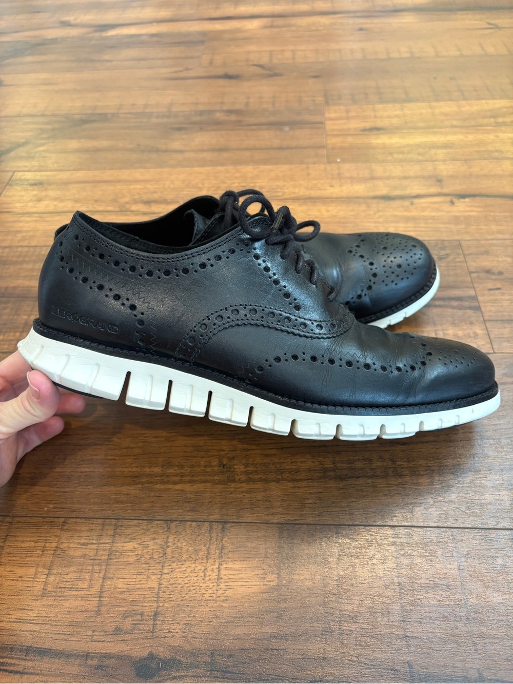 Cole Haan Zerogrand Wingtip Oxford Men's 9.5 Black Leather Shoes C20720
